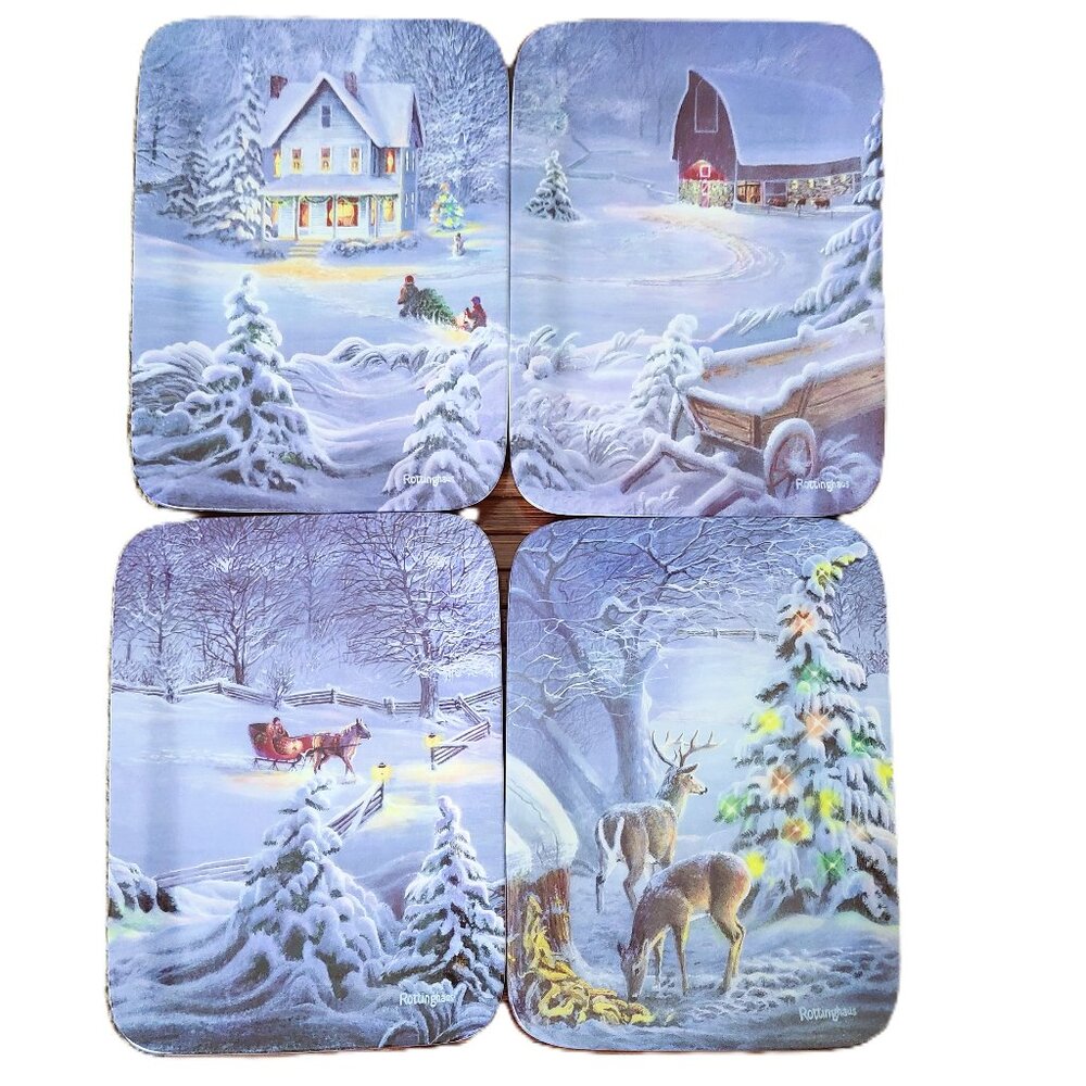 Vintage Bradford Exchange Christmas Homecoming Set Of 4 Plates - 1996